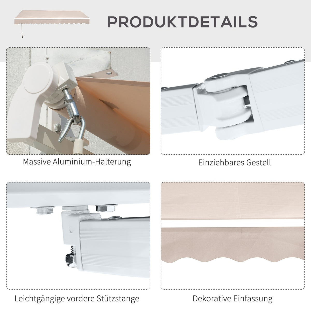 Awning Folding Arm Awning Sun Protection Balcony Cream White 2.95X2.5M