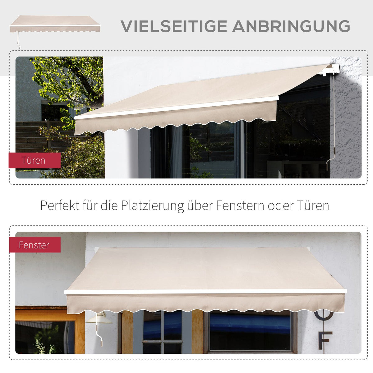 Awning Folding Arm Awning Sun Protection Balcony Cream White 2.95X2.5M