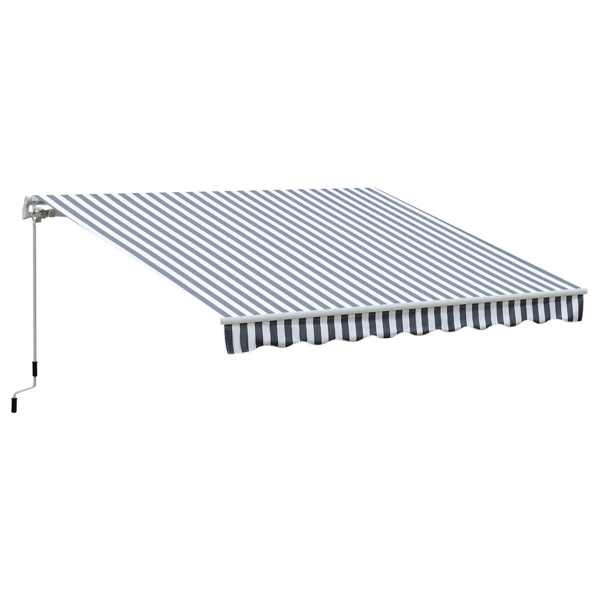 Awning Folding Arm Awning Sun Protection Hand Crank Balcony Aluminum Gray White 2.95 X 2.45 M