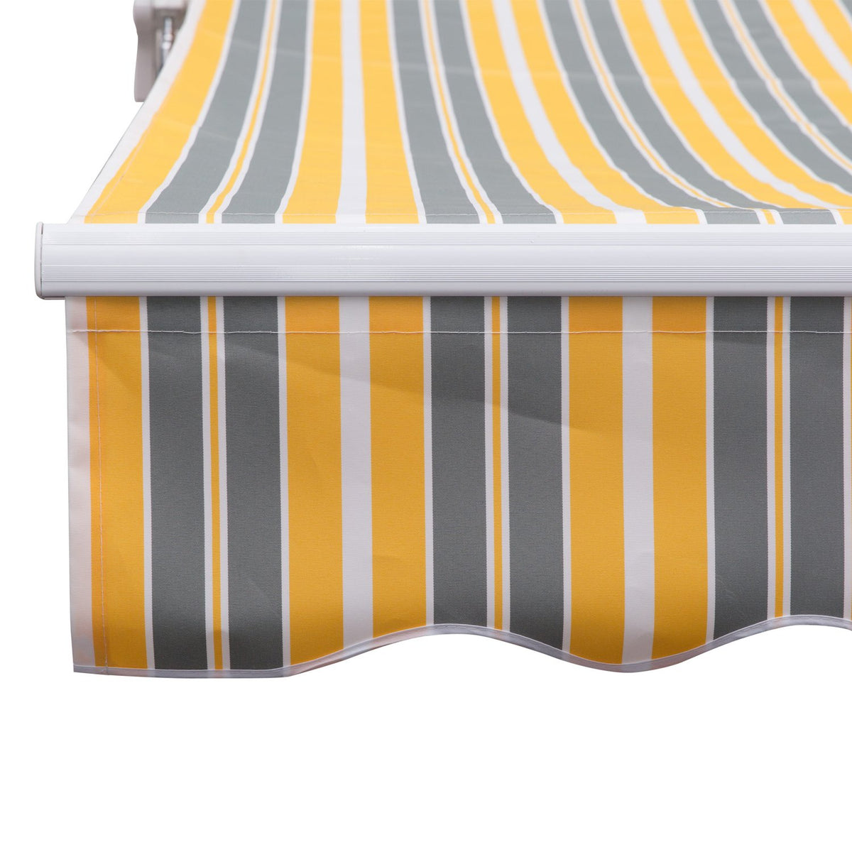 Awning, Folding Arm Awning With Hand Crank, Sun Protection, 3.5X2.5M, Yellow/Grey, Aluminum/Polyester
