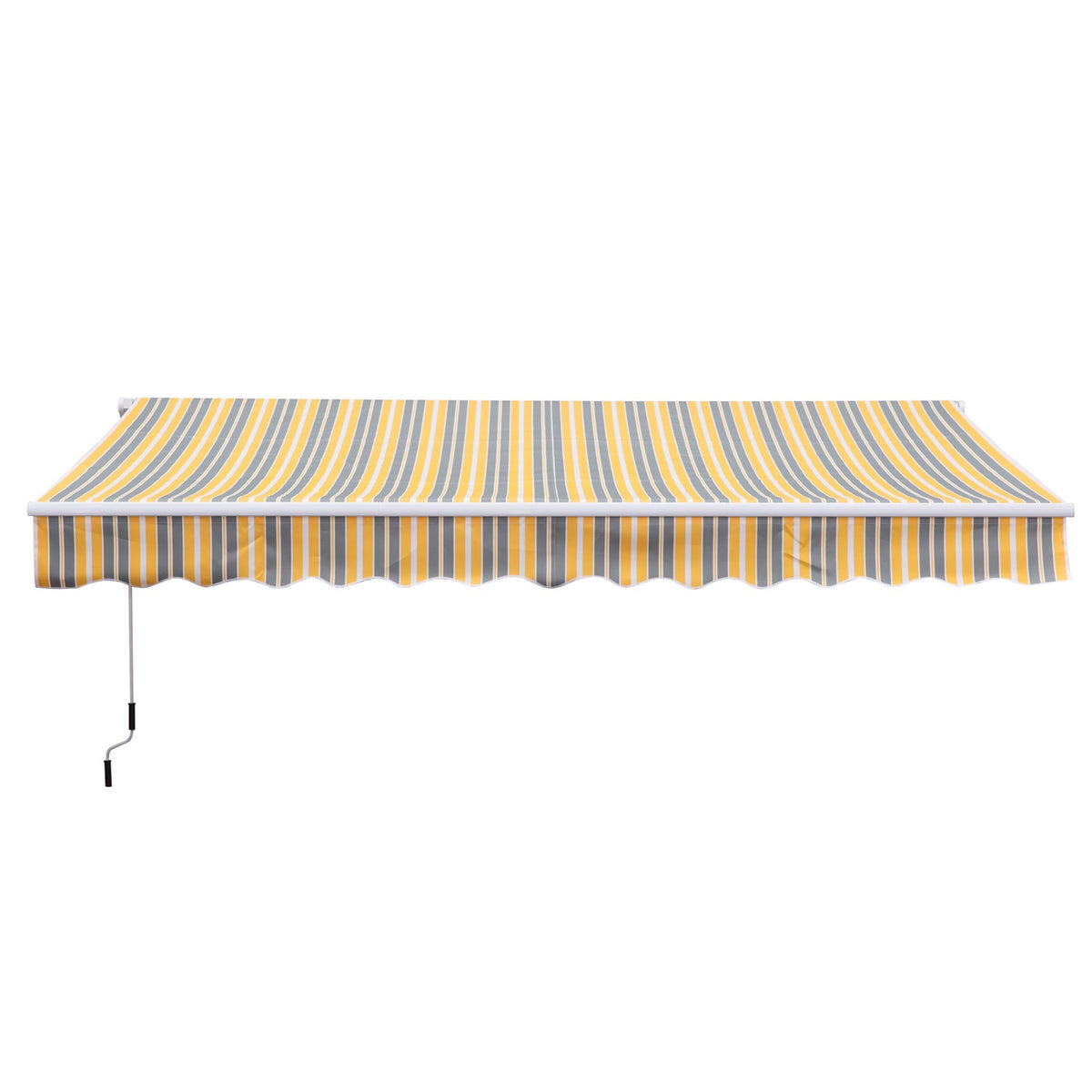 Awning, Folding Arm Awning With Hand Crank, Sun Protection, 3.5X2.5M, Yellow/Grey, Aluminum/Polyester