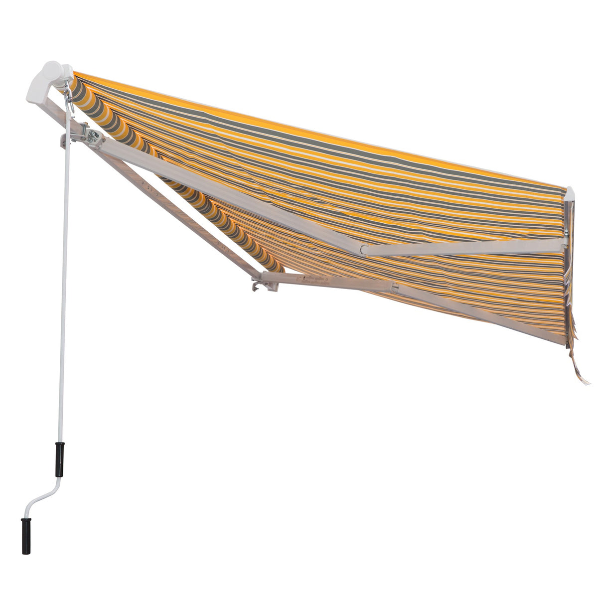Awning, Folding Arm Awning With Hand Crank, Sun Protection, 3.5X2.5M, Yellow/Grey, Aluminum/Polyester