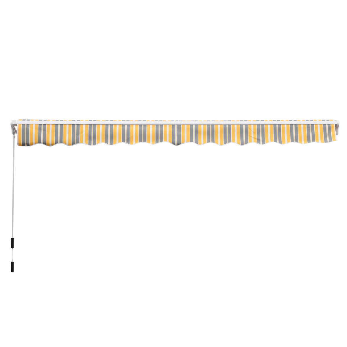 Awning, Folding Arm Awning With Hand Crank, Sun Protection, 3.5X2.5M, Yellow/Grey, Aluminum/Polyester