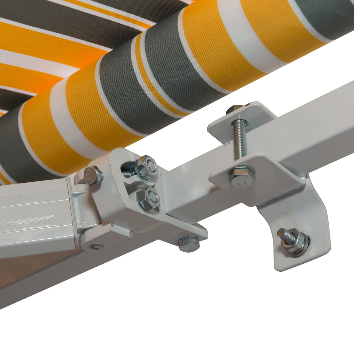 Awning, Folding Arm Awning With Hand Crank, Sun Protection, 3.5X2.5M, Yellow/Grey, Aluminum/Polyester