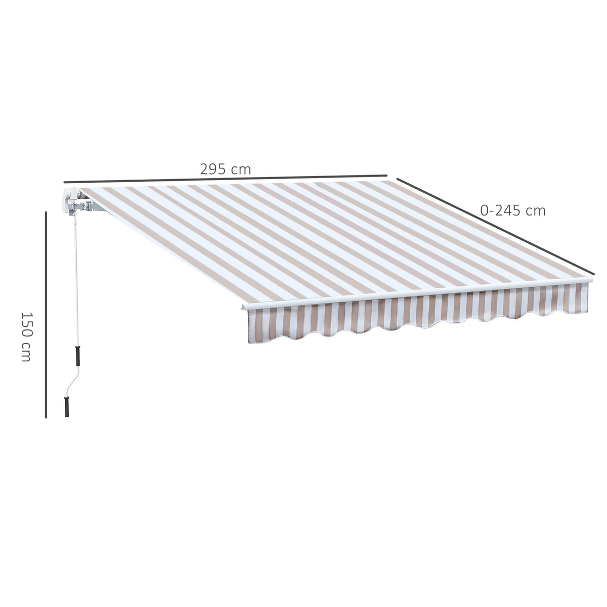 Awning With Hand Crank 3 X 2.5 M Folding Arm Awning, Sun Protection, Wall Mounting, Balcony, Aluminum Mountains