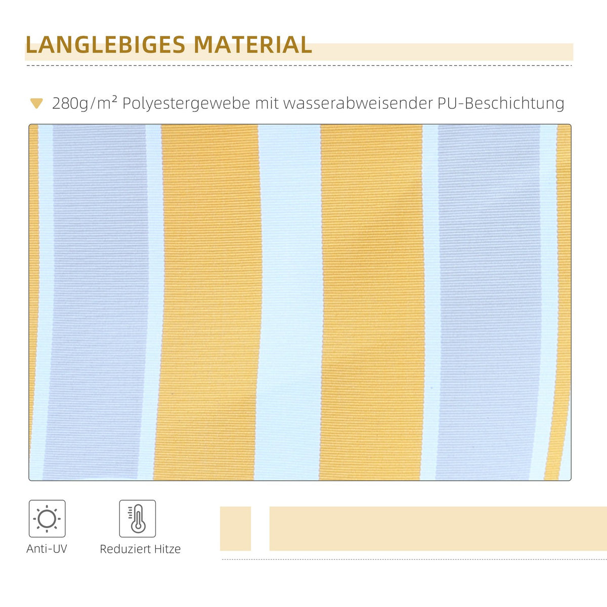Awning With Hand Crank, Folding Arm Awning, Sun Protection, Aluminum, Yellow Beige, For Balcony & Terrace