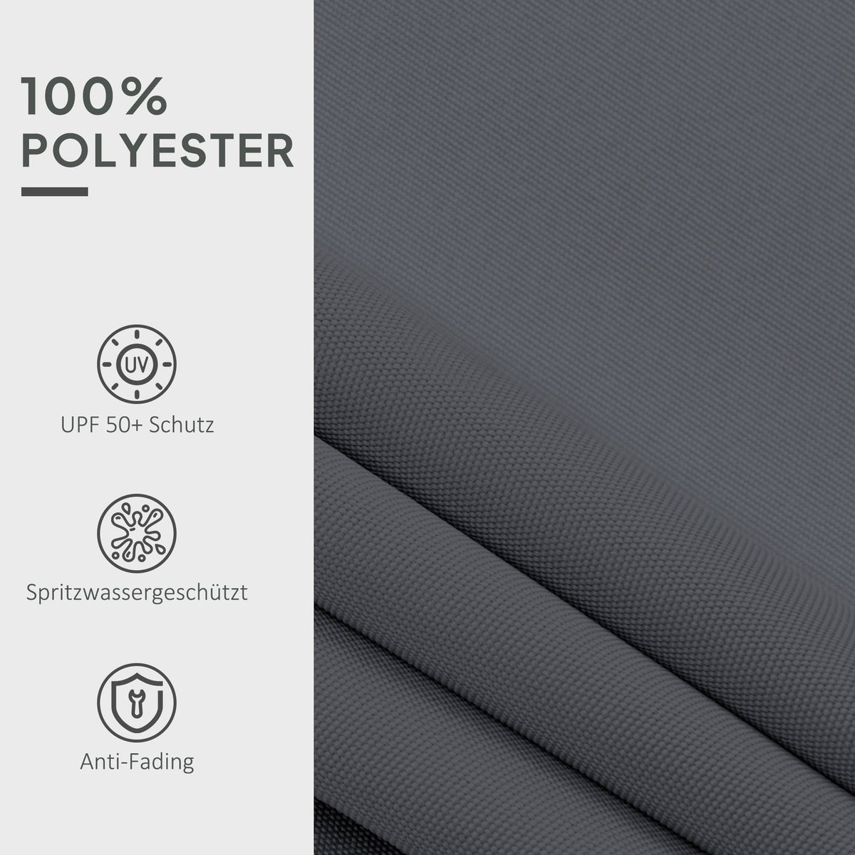 Awning cover, awning fabric with valance, water-repellent replacement fabric for 3 x 2.5 m awnings, awning fabric, sun protection for garden, balcony, yard, gray