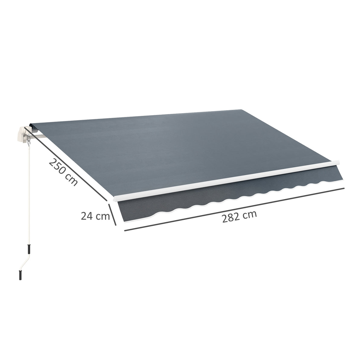 Awning cover, awning fabric with valance, water-repellent replacement fabric for 3 x 2.5 m awnings, awning fabric, sun protection for garden, balcony, yard, gray