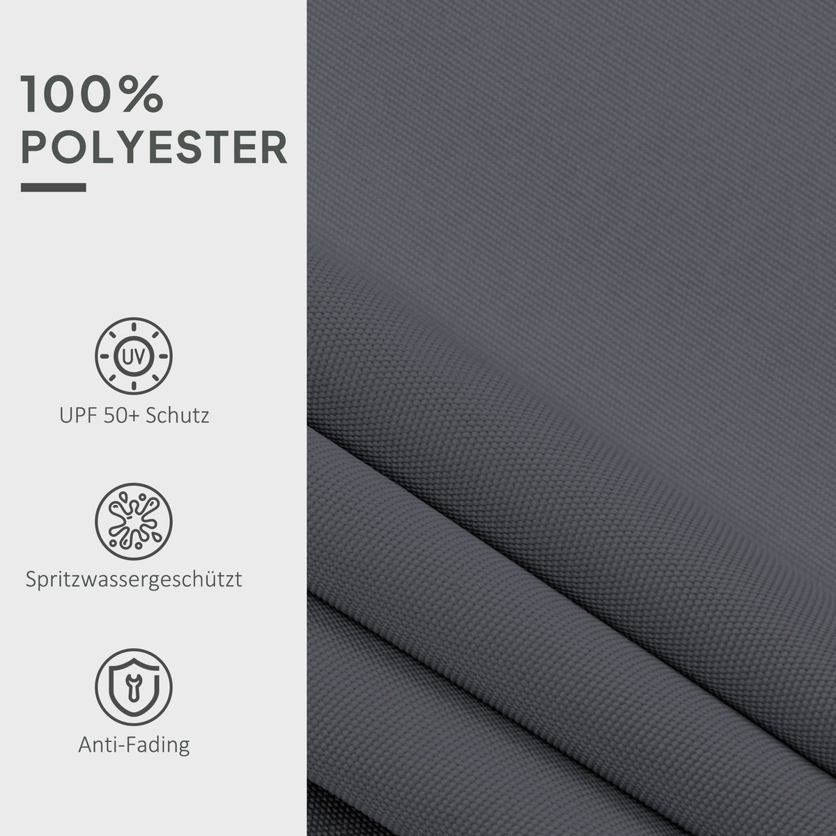 Awning cover, awning fabric with valance, water-repellent replacement fabric for 4 x 3 m awnings, awning fabric, sun protection for garden, balcony, yard, gray