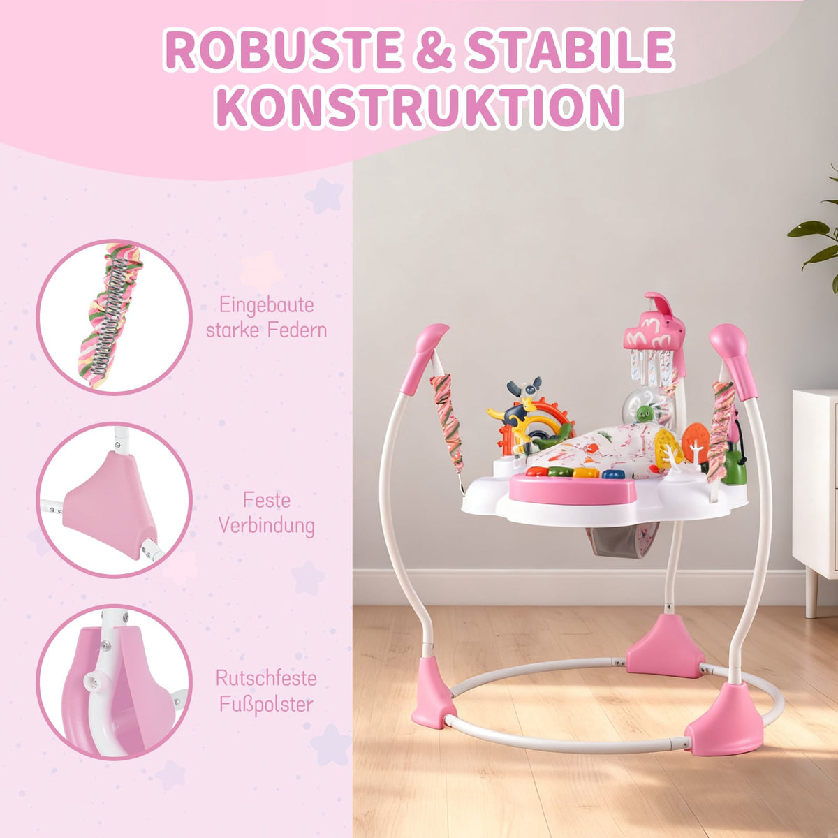 Baby Activity Center with 6 Toys, Lights & Music, Pink