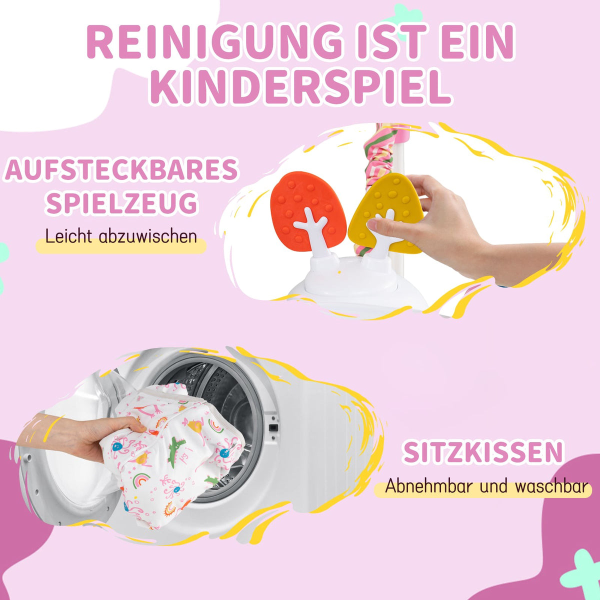 Baby Activity Center with 6 Toys, Lights & Music, Pink