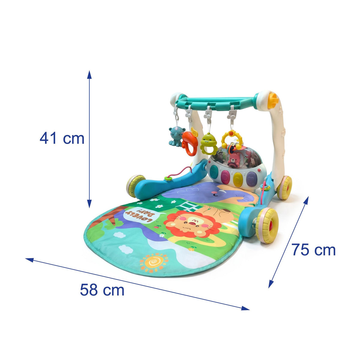 Baby Activity Gym with Piano, Wheels & Lights - Blue