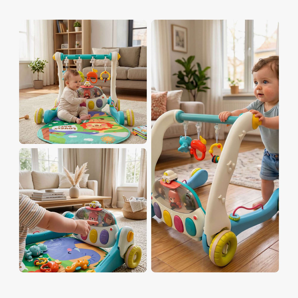 Baby Activity Gym with Piano, Wheels & Lights - Blue