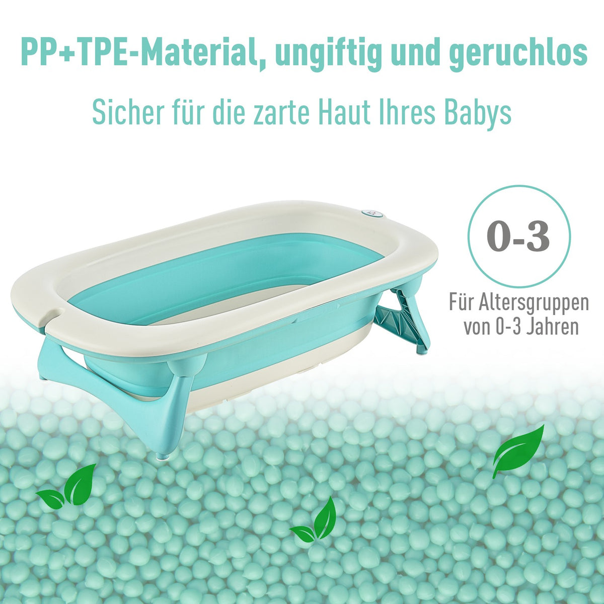 Baby Bathtub Ergonomic & Foldable Baby Bath, Plastic, Green, 84.5X50.5X24Cm