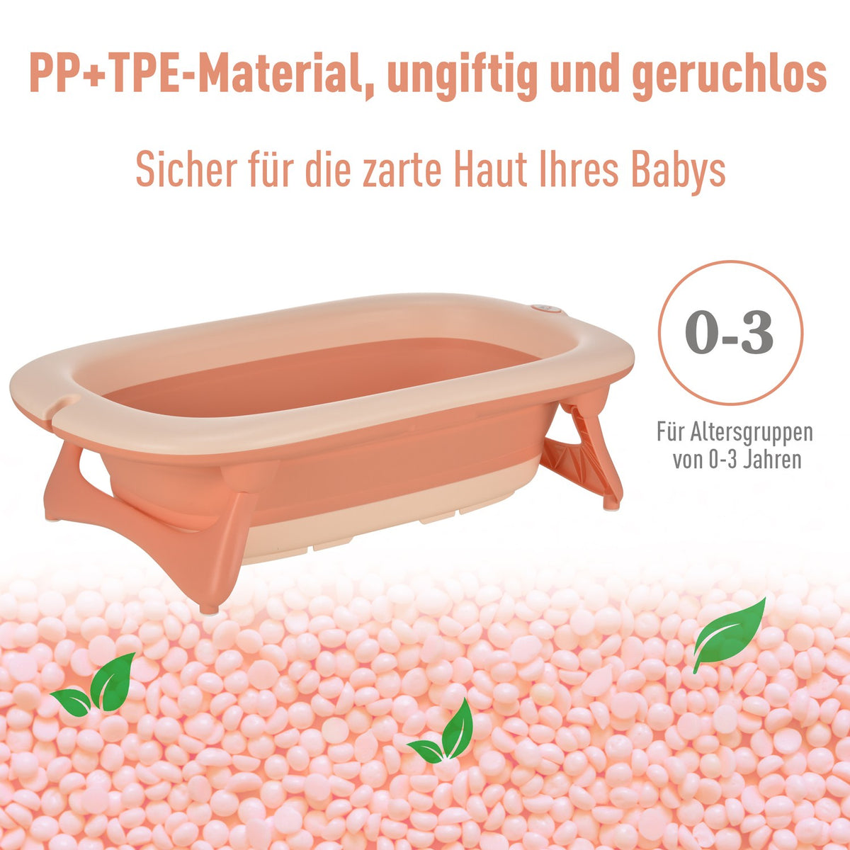 Baby Bathtub Ergonomic & Foldable Baby Bath, Plastic, Pink, 84.5X50.5X24Cm