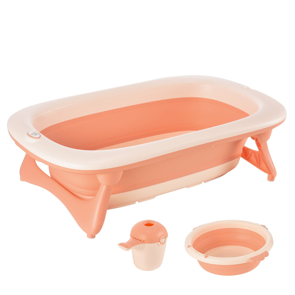 Baby Bathtub With Sink And Shampoo Cup, Foldable Baby Bath Tub, Bathtub For Baby, Plastic, Rose, 84.5 X 50.5 X 24 Cm