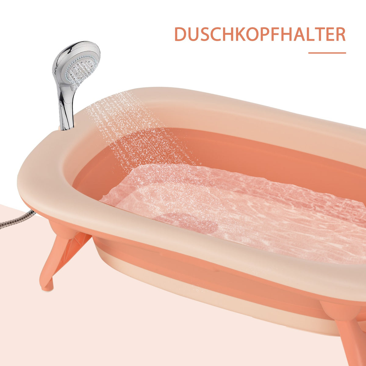Baby Bathtub With Sink And Shampoo Cup, Foldable Baby Bath Tub, Bathtub For Baby, Plastic, Rose, 84.5 X 50.5 X 24 Cm