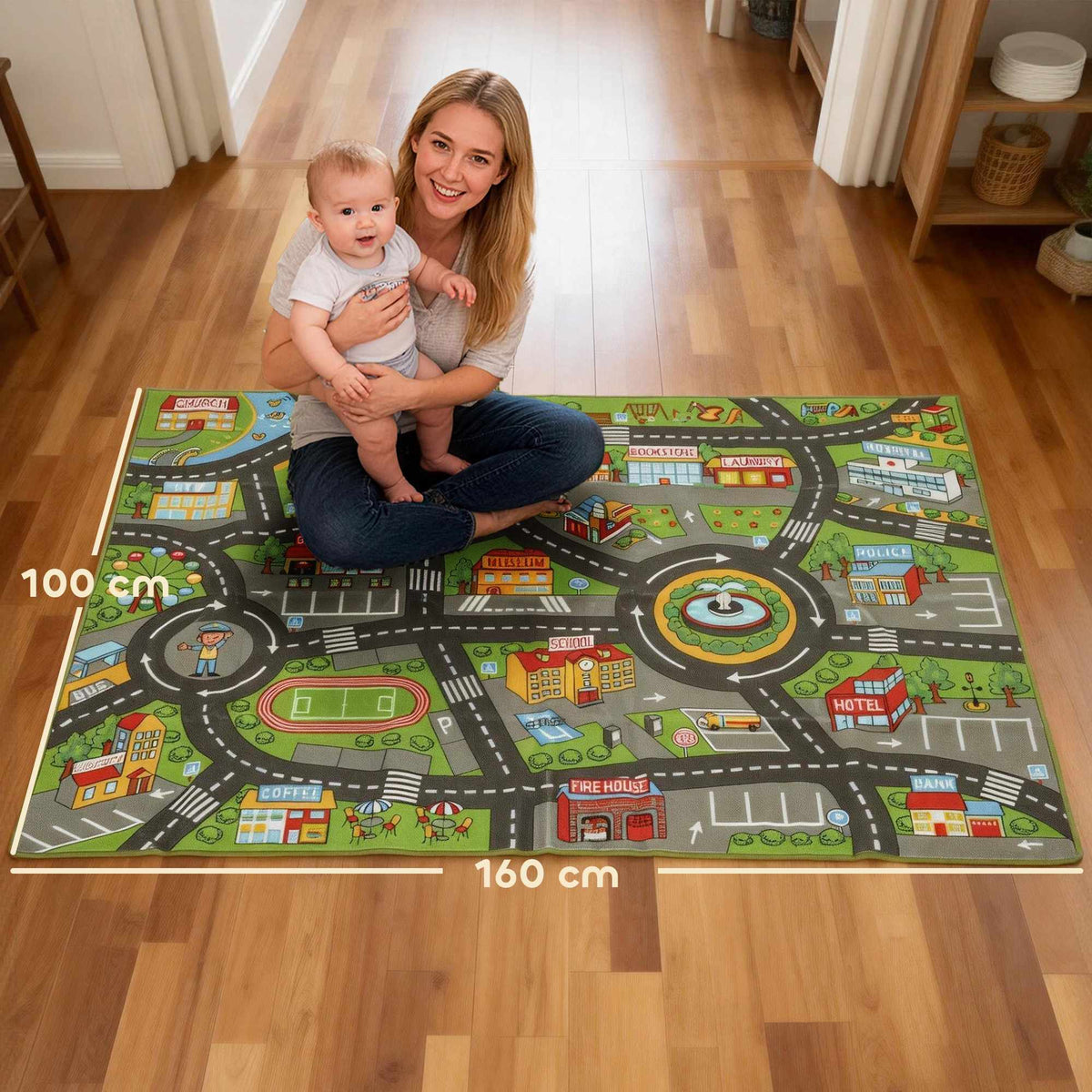 Baby Play Mat 160x100cm, Non-Slip City Design