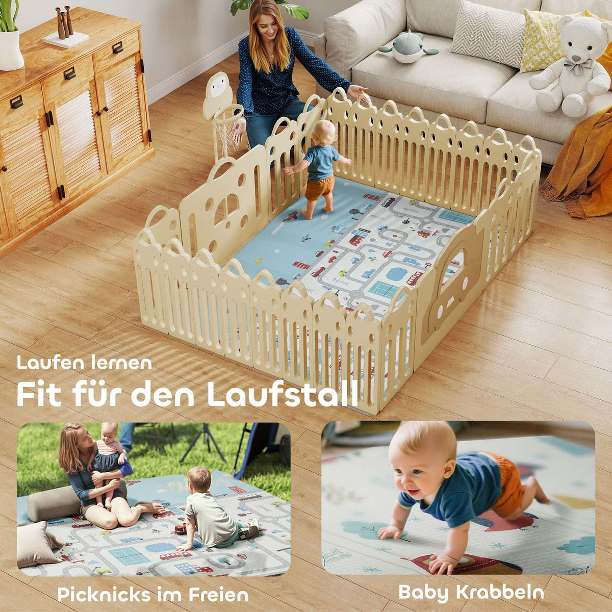 Baby Play Mat, Animal Pattern, Foam, 1.5 cm Thick, Non-Slip
