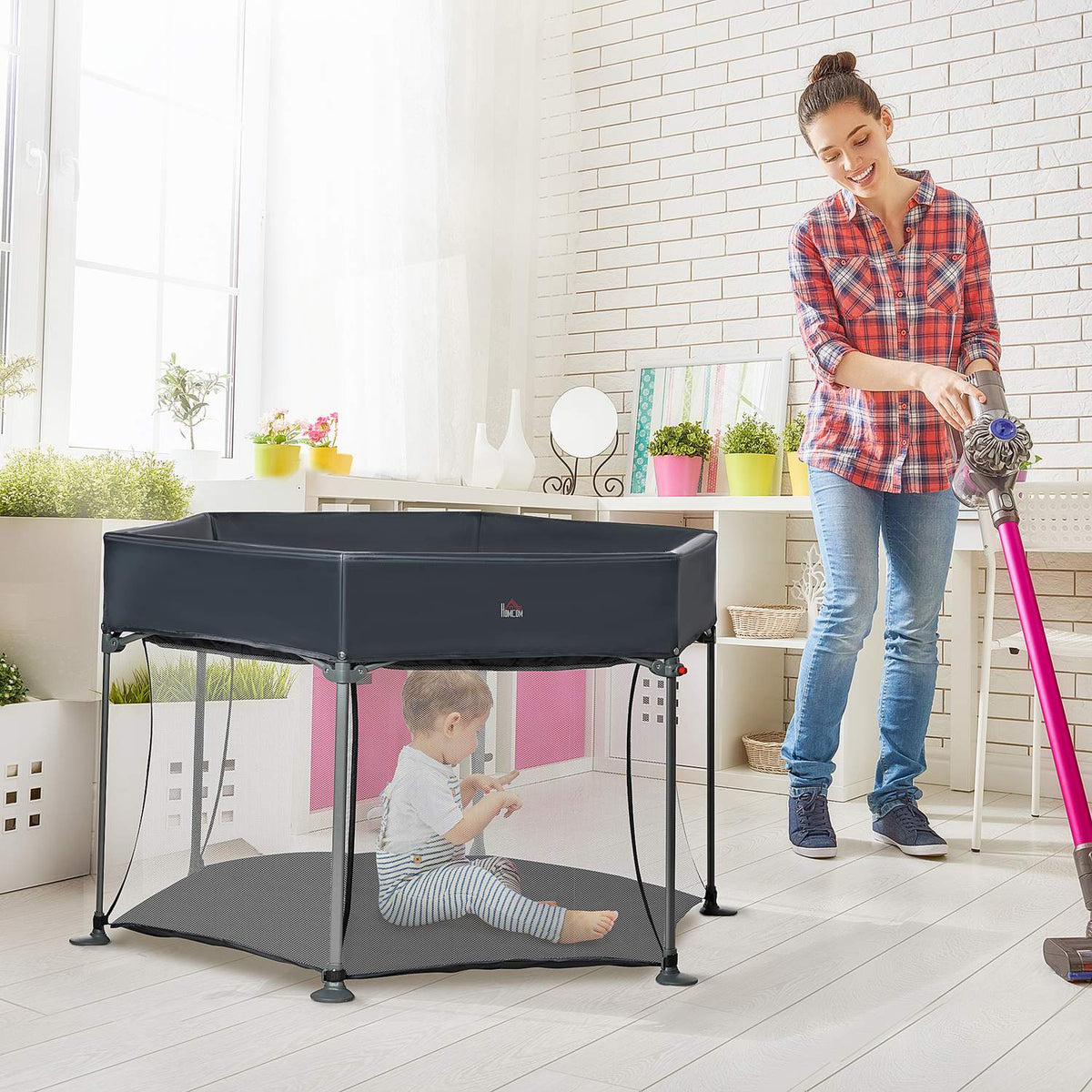 Baby Playpen 6 Square Folding Playpen Barrier Crawling Gate Travel Bed Play Gate Activity Center For Children