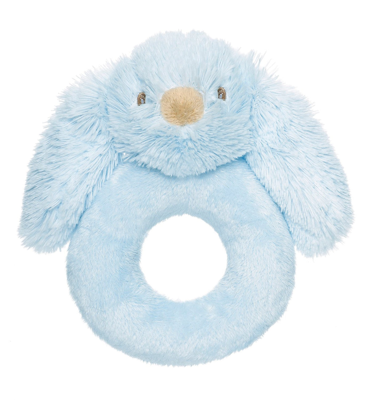 Baby Ring Rattle, Soft Blue Bunny, 14cm, Machine Washable
