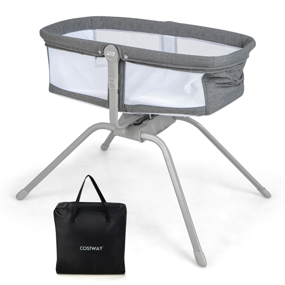 Baby Rocking Bassinet With Mattress – Foldable, 90x48x75 cm