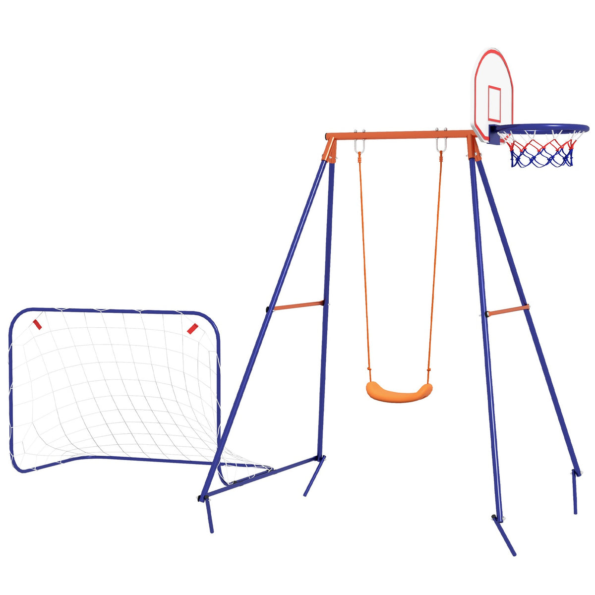 Baby Swing Football Goal Basketball Hoop 3-8 Years Steel Dark Blue