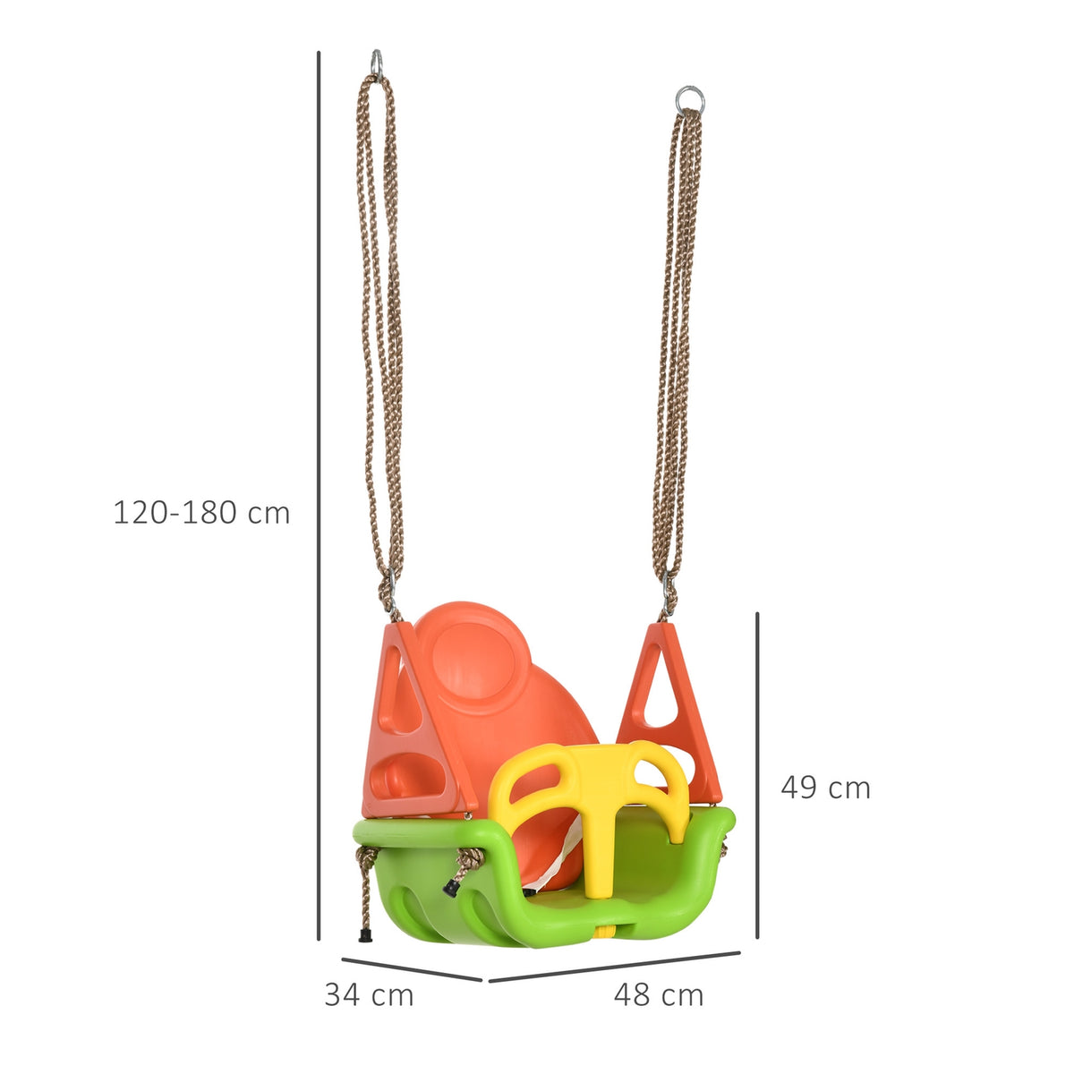 Baby Swing Outdoor Adjustable Rope, 120-180Cm, Toddler Swing From 9 Months, Up To 70Kg, Green