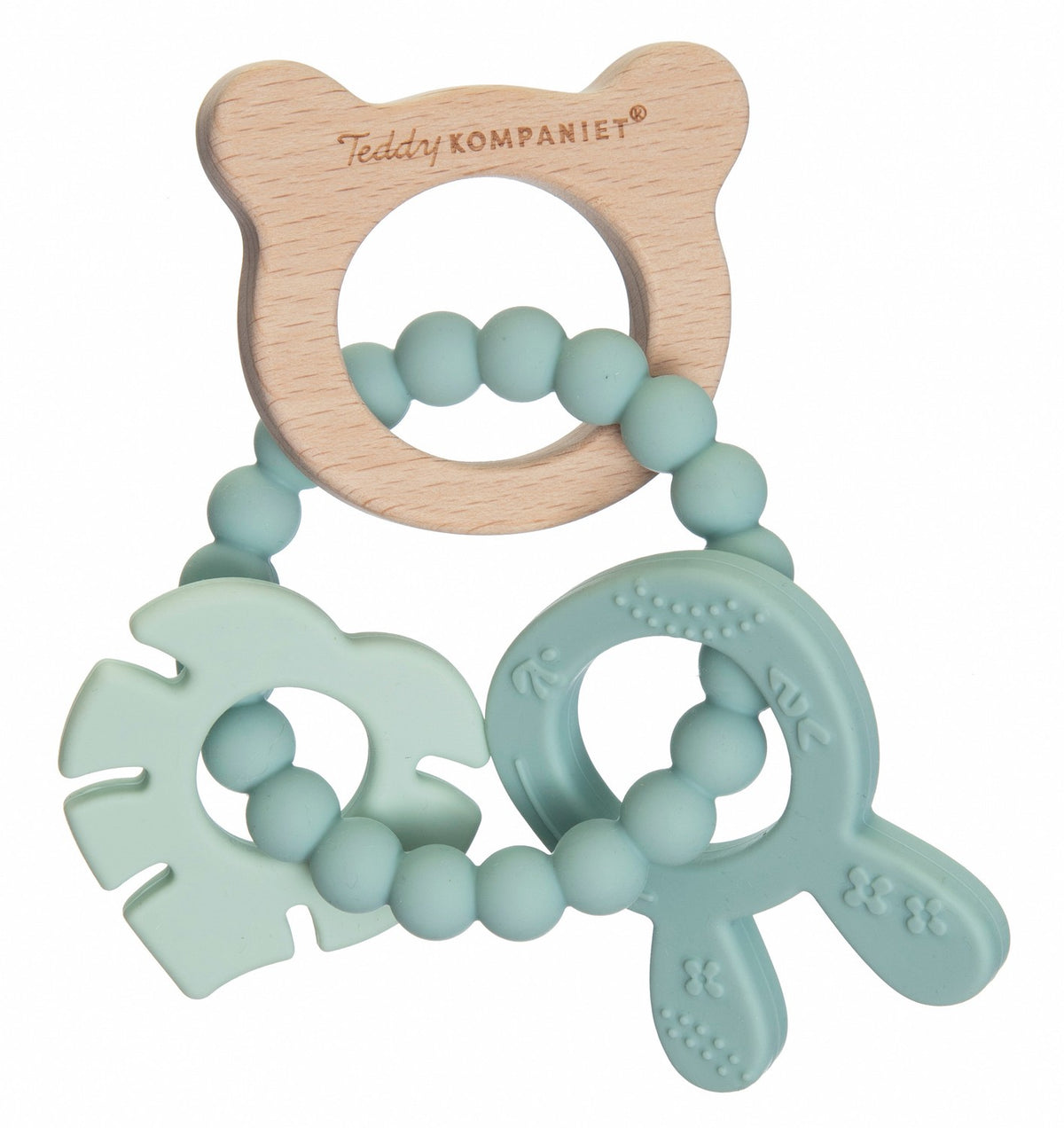 Baby Teether Ring, Silicone & Wood, Soothes Gums