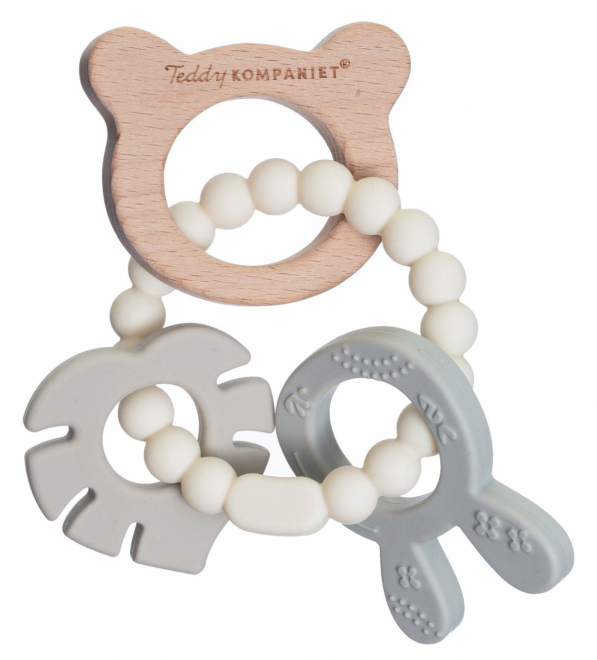 Baby Teether Ring, Silicone & Wood, Soothes Gums