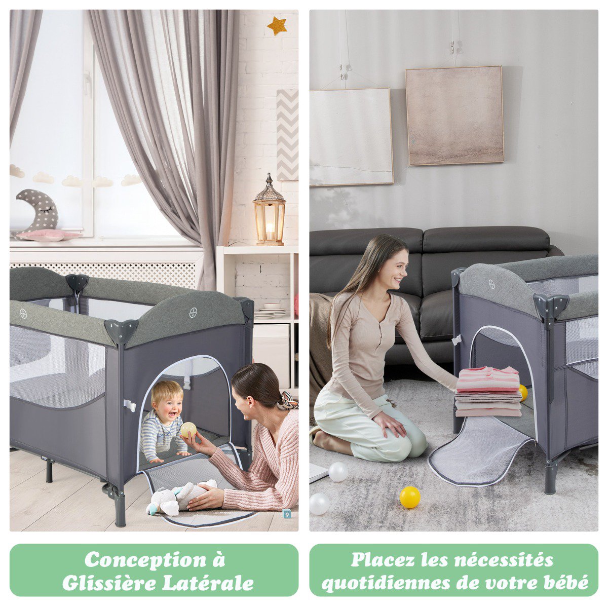 Baby Travel Cot 5-in-1 With Mattress, Changing Table
