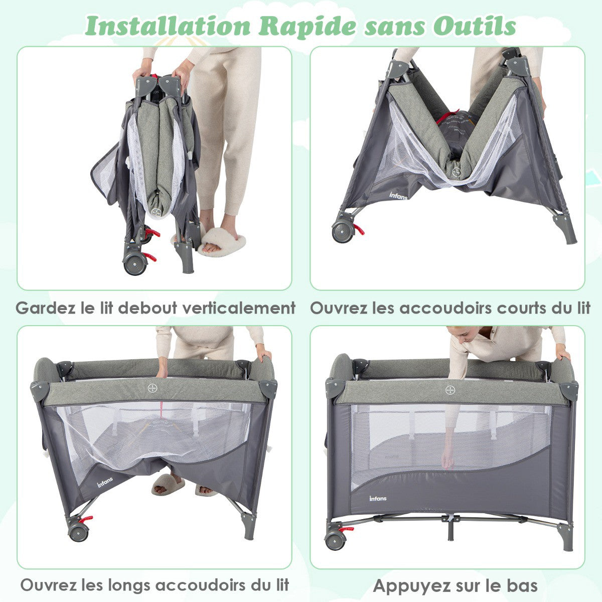 Baby Travel Cot 5-in-1 With Mattress, Changing Table