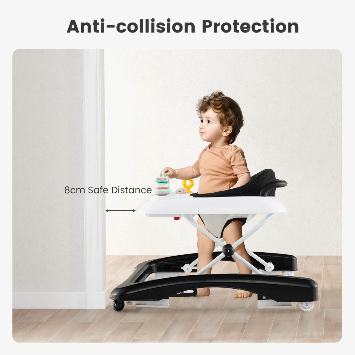 Baby Walker 3-In-1, Foldable, Adjustable Height, Black