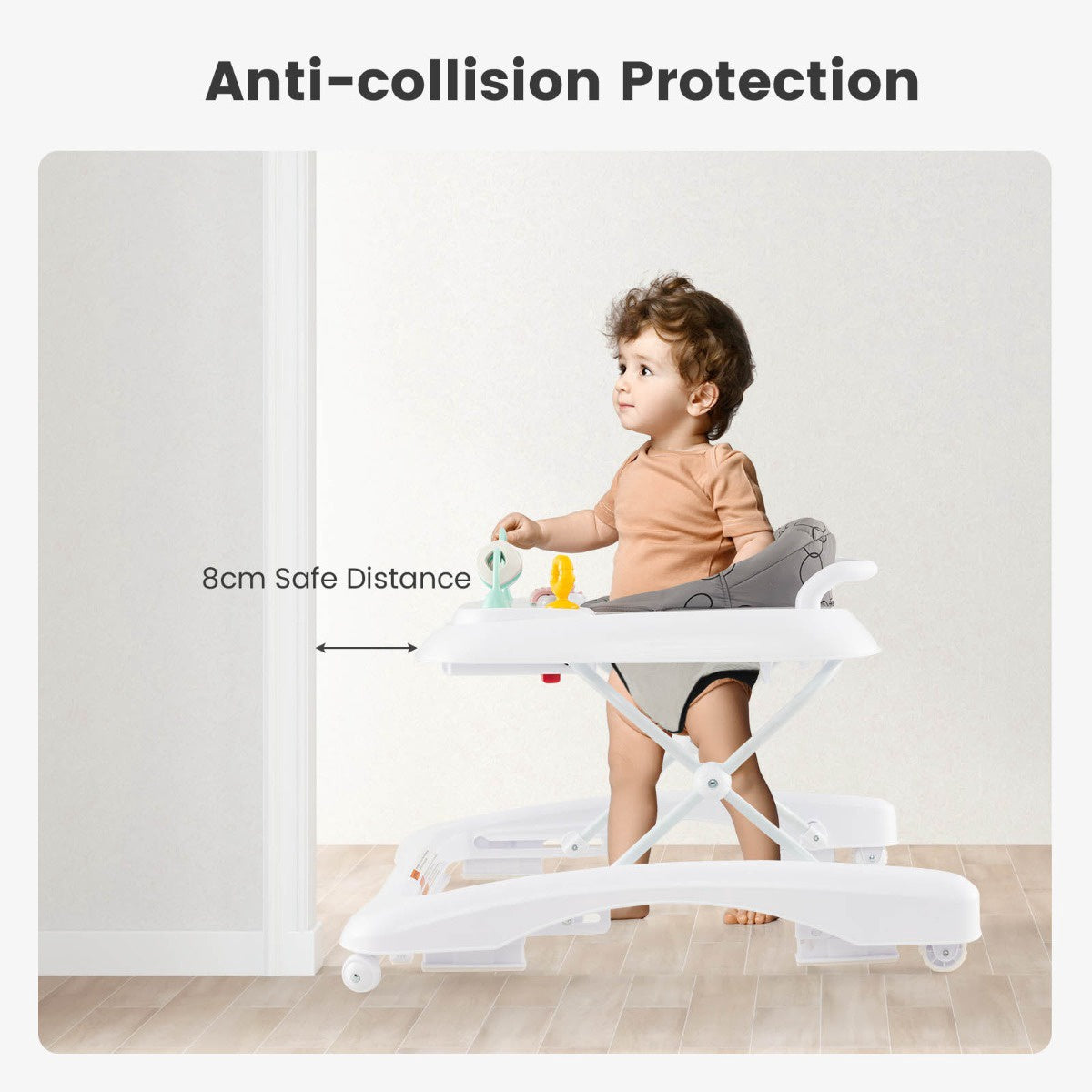 Baby Walker 3-in-1, Foldable, Adjustable Height, Grey