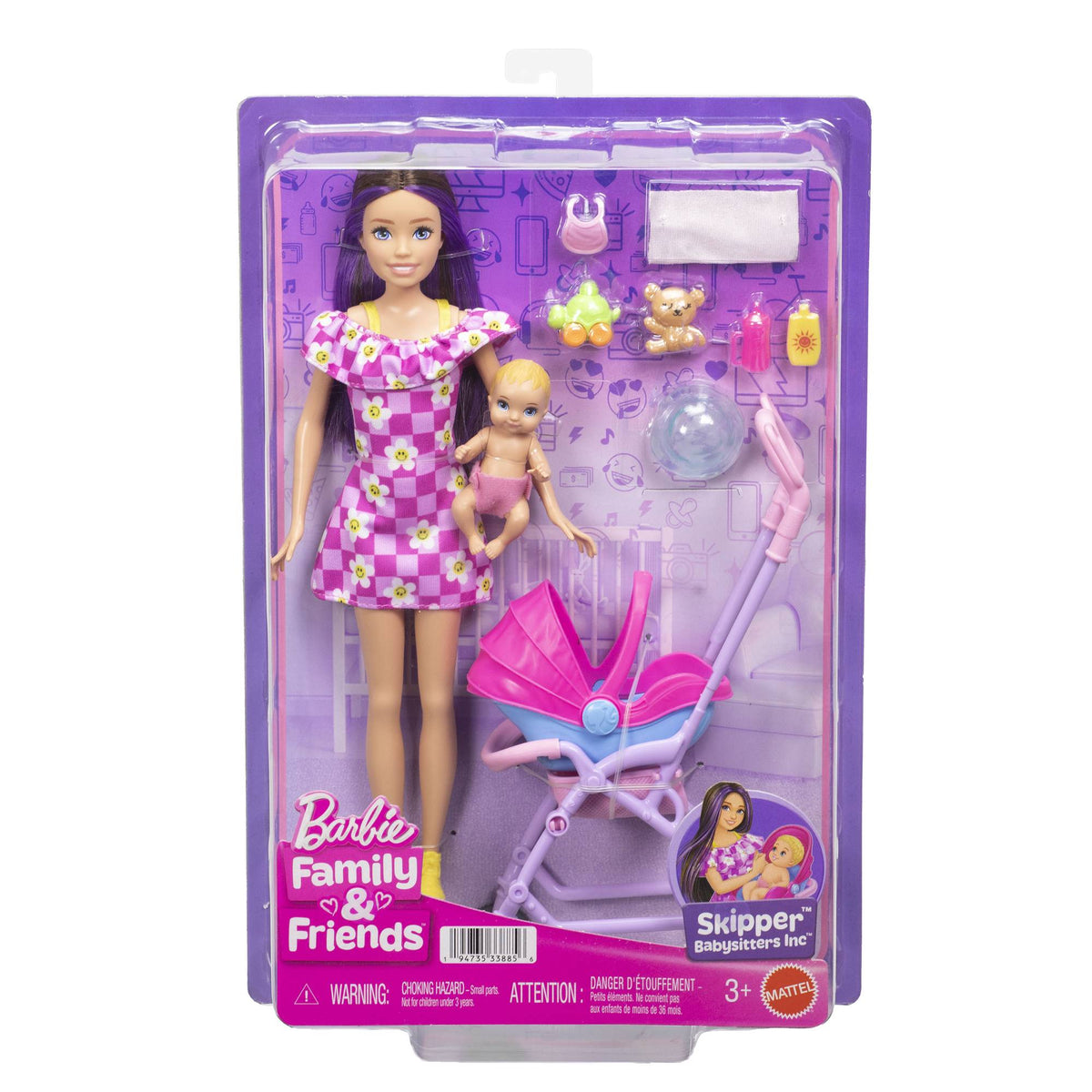 Babysitting Stroller Playset with Accessories, 10 Pieces