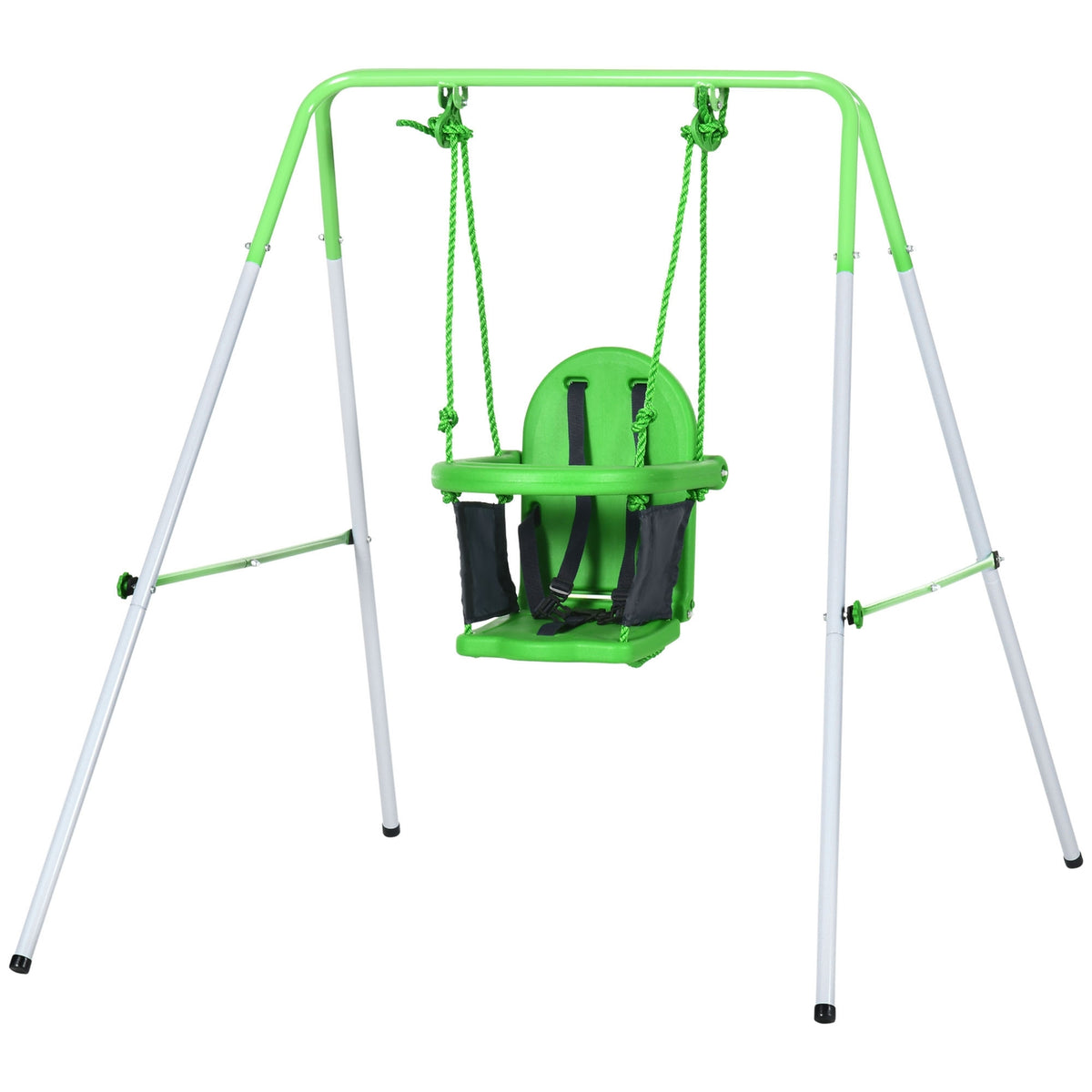 Baby swing toddler swing garden swing with safety bar & seat belt for 6-36 months 122 x 146 x 122 cm in green