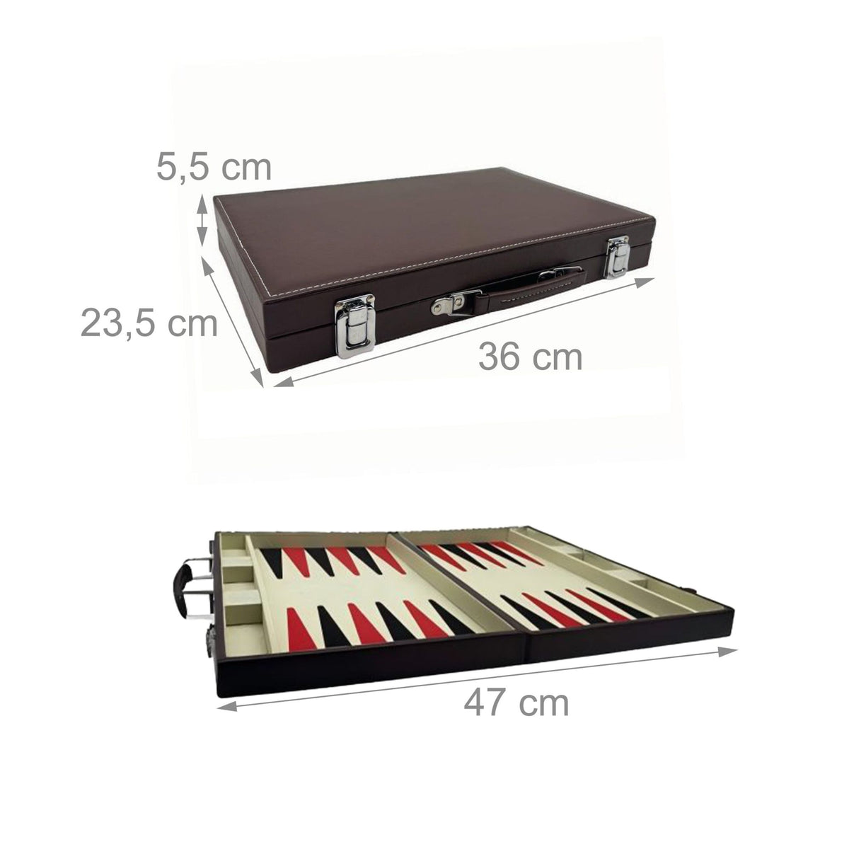 Backgammon Set with Leather Finish and Case