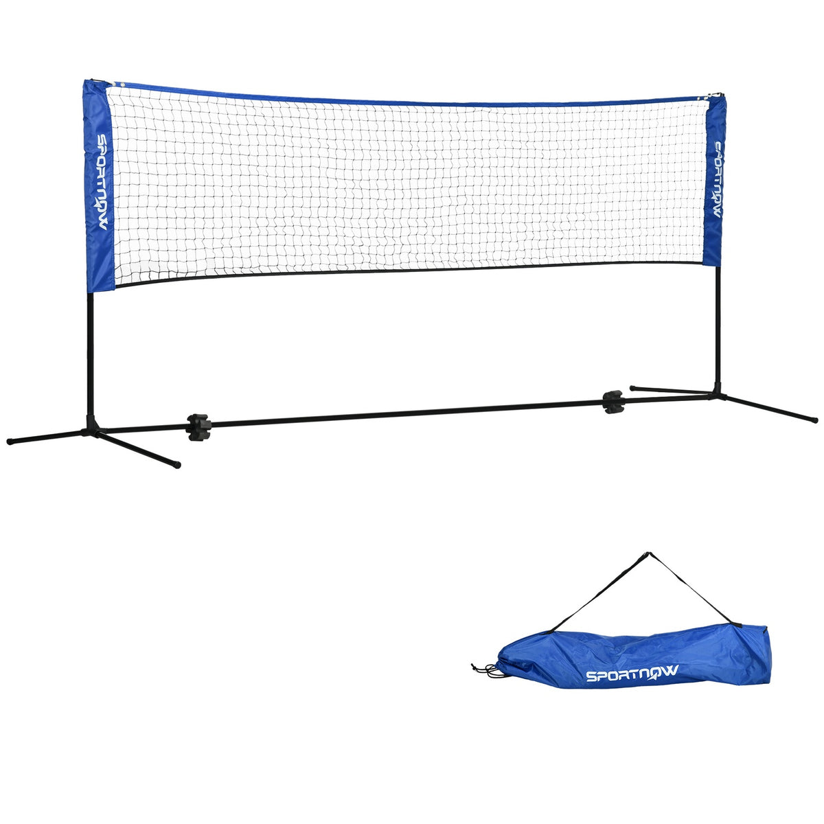 Badminton Net Set Foldable Tennis Net, 103/120/155H Cm Height Adjustable Indoor Outdoor Badminton Net, Volleyball Net Metal Polyester Blue