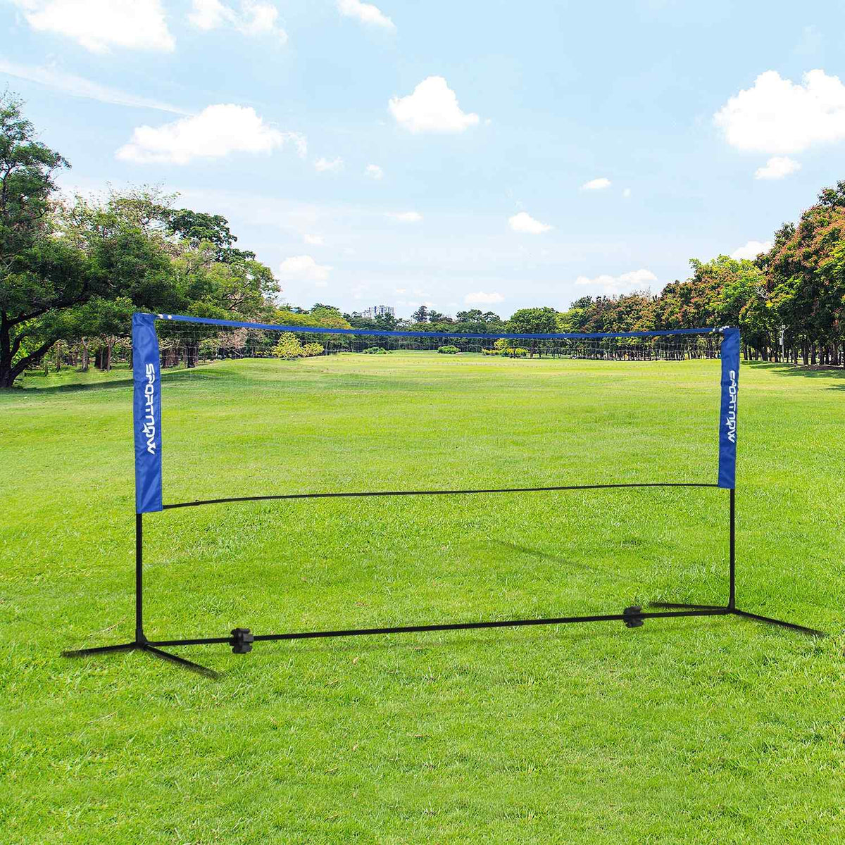 Badminton Net Set Foldable Tennis Net, 103/120/155H Cm Height Adjustable Indoor Outdoor Badminton Net, Volleyball Net Metal Polyester Blue