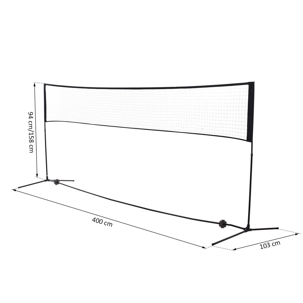Badminton Net Volleyball And Tennis Net, Portable, 2 Heights 94/158Cm, Pe, 400X60Cm