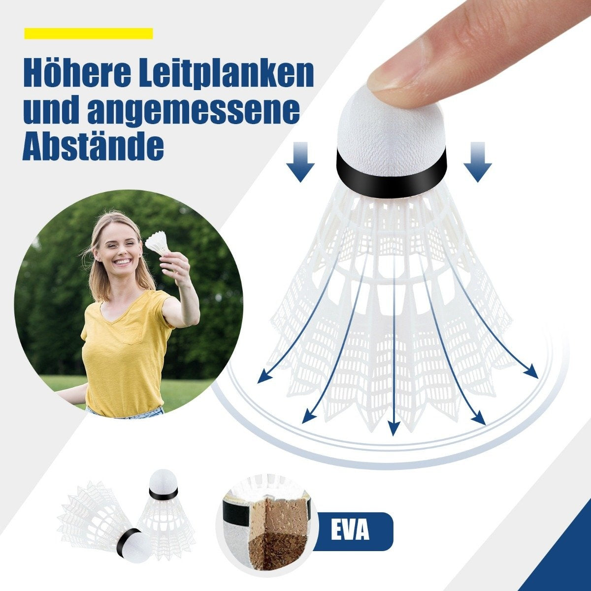 Badminton net with stand, shuttlecock net height adjustable with 2 shuttlecocks & carrying bag 420 x 102 x 89-155 cm