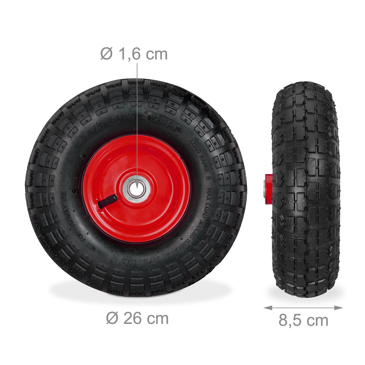 Bag truck wheel set with 4 steel rims