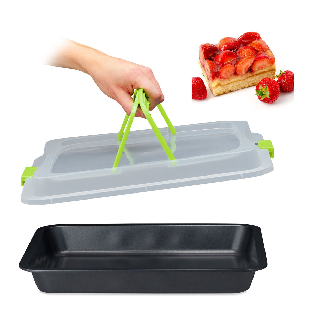 Baking tray with lid, 3-in-1