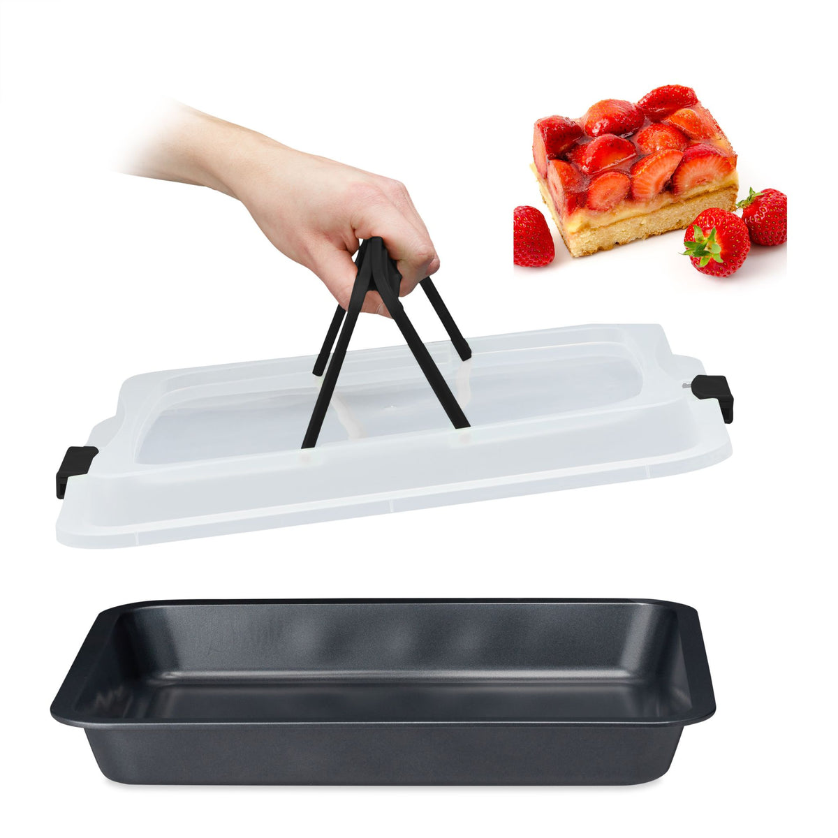 Baking tray with lid, 3-in-1