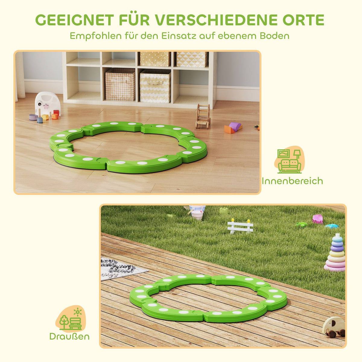 Balance Beam, 6 Curved Segments, Sensory Bumps, 50kg Capacity