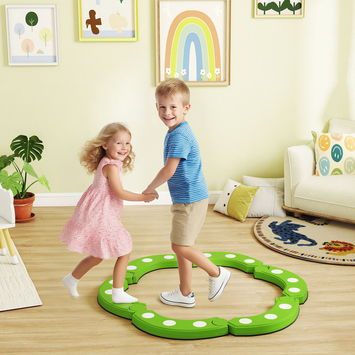 Balance Beam, 6 Curved Segments, Sensory Bumps, 50kg Capacity