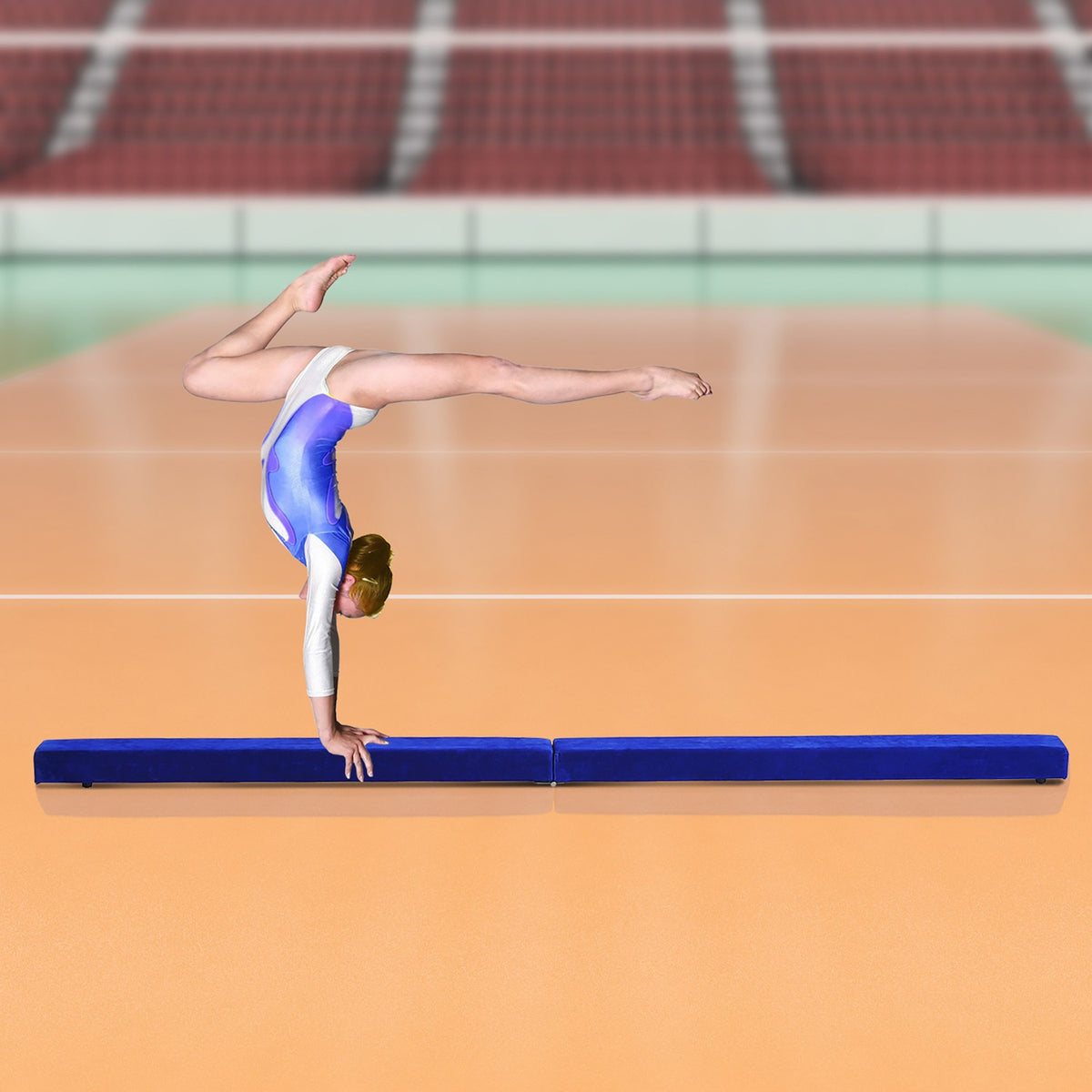 Balance Beam Gymnastics Beam Indoor/Outdoor, Foldable, Balance Beam, Up To 120 Kg, Blue, 210 Cm