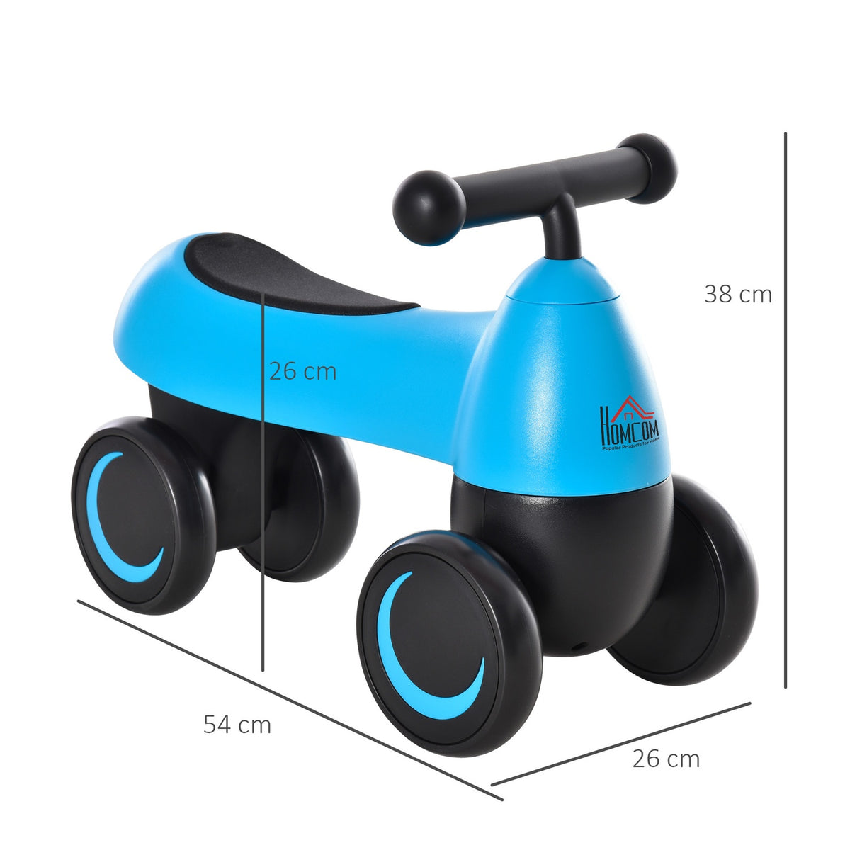 Balance Bike Learning Aid 4 Wheels Without Pedals 18-36 Months Blue 54X26X38Cm