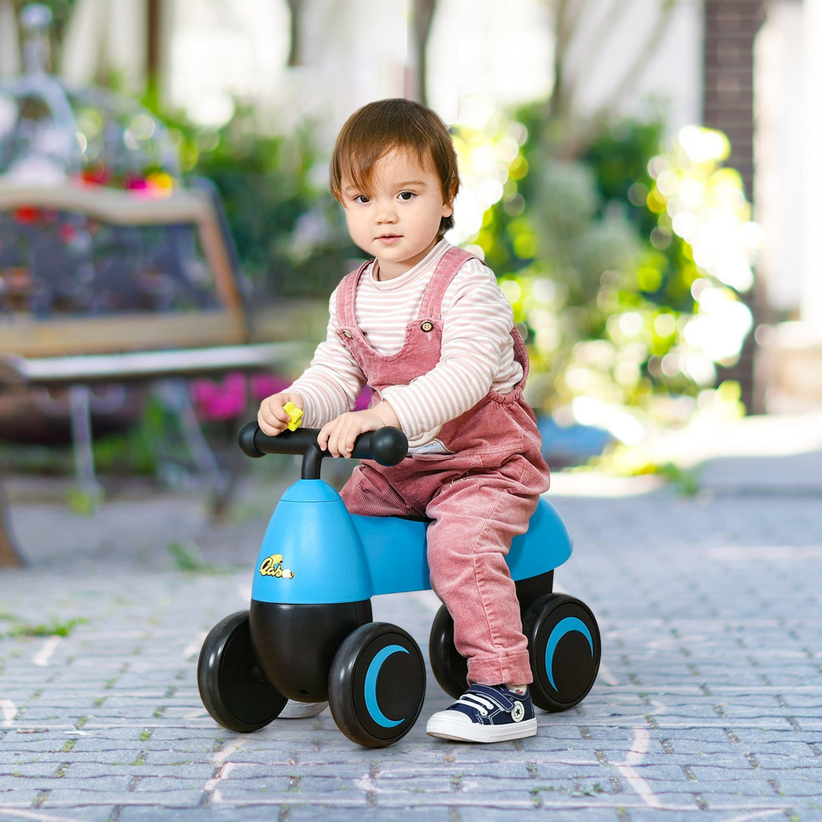 Balance Bike Learning Aid 4 Wheels Without Pedals 18-36 Months Blue 54X26X38Cm