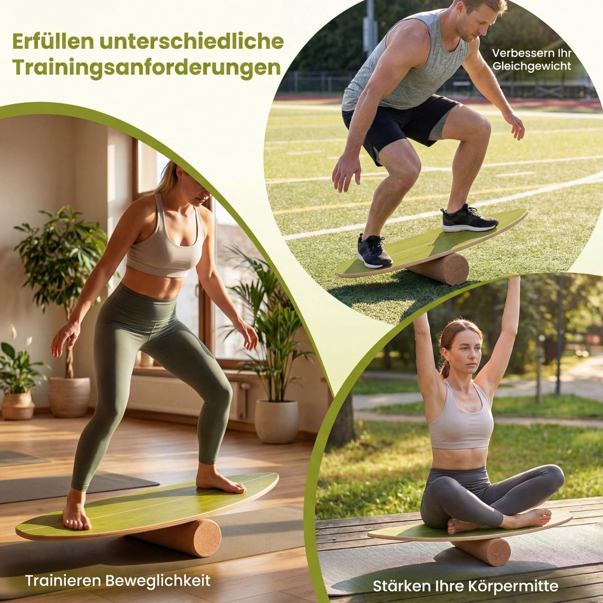 Balance Board Set with Cork Roller for Core Training